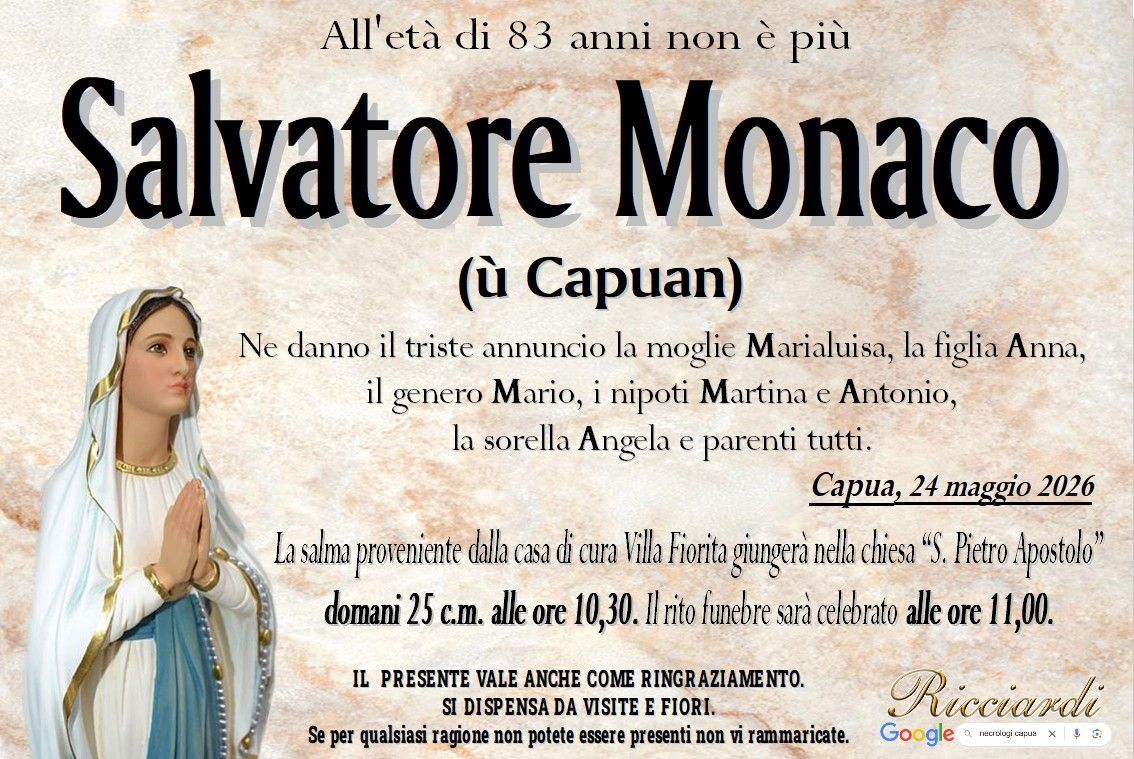 necrologio Salvatore Monaco