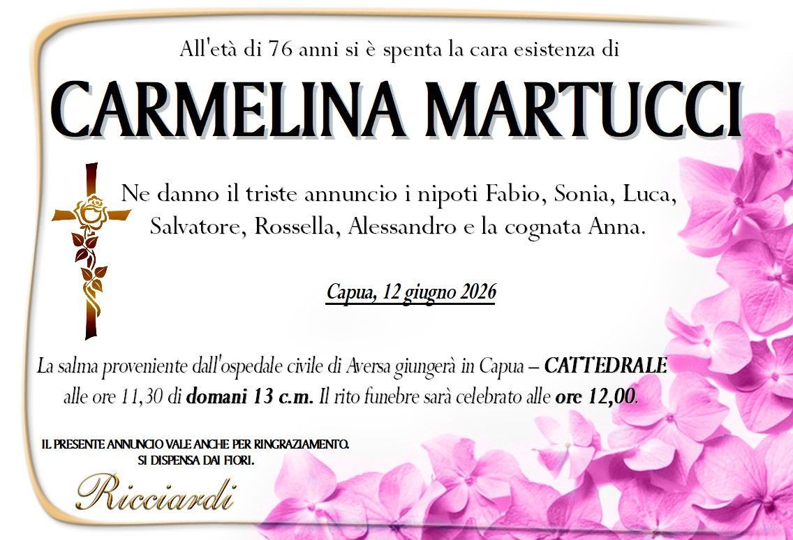 necrologio CARMELINA MARTUCCI
