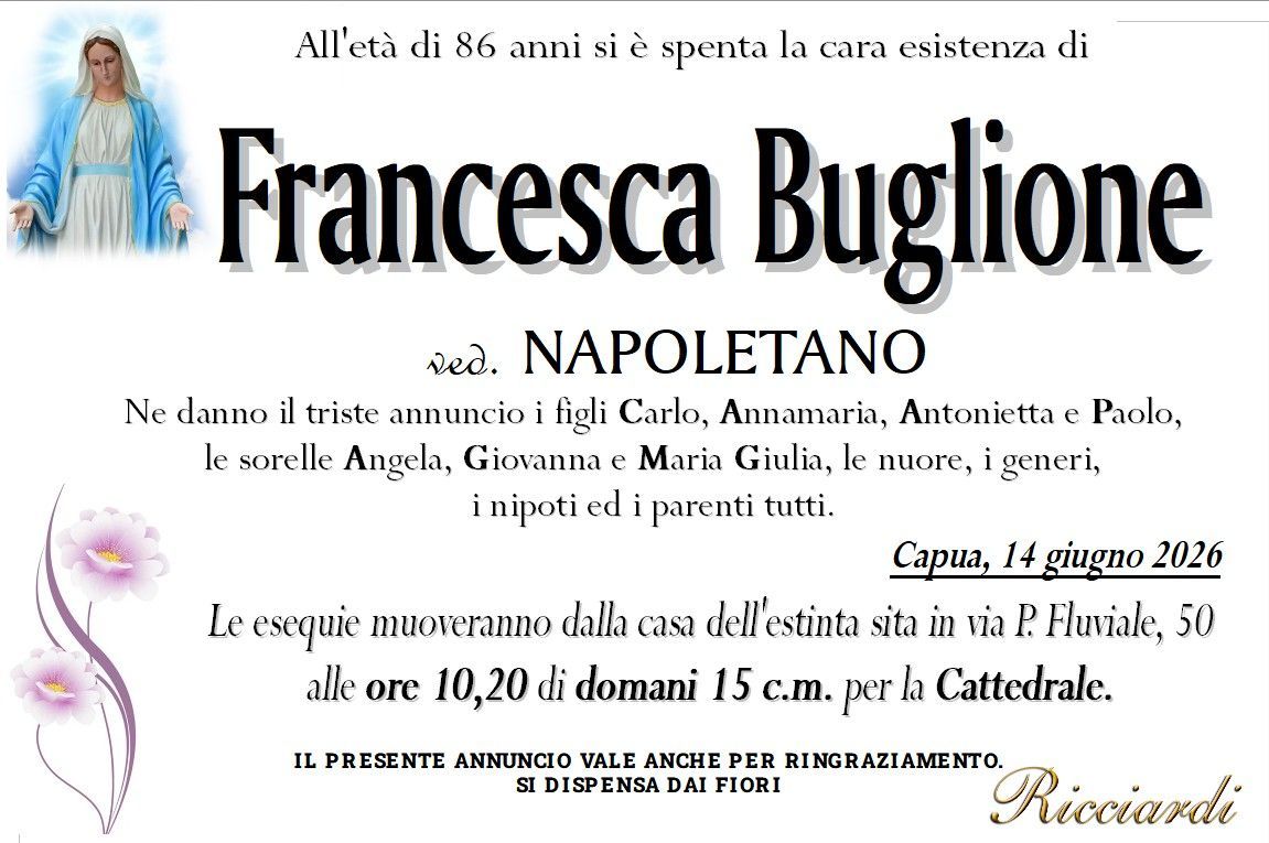 necrologio Francesca Buglione