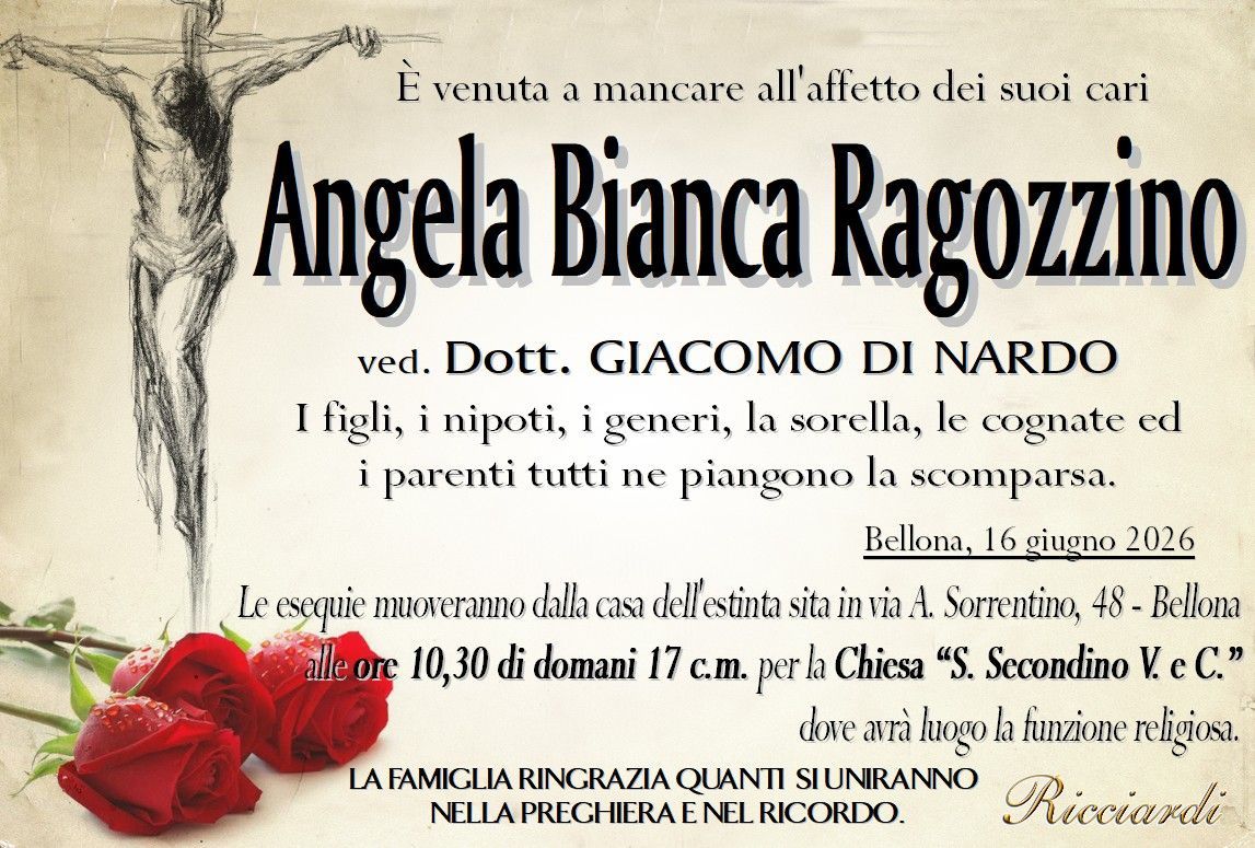 necrologio Angela Bianca Ragozzino