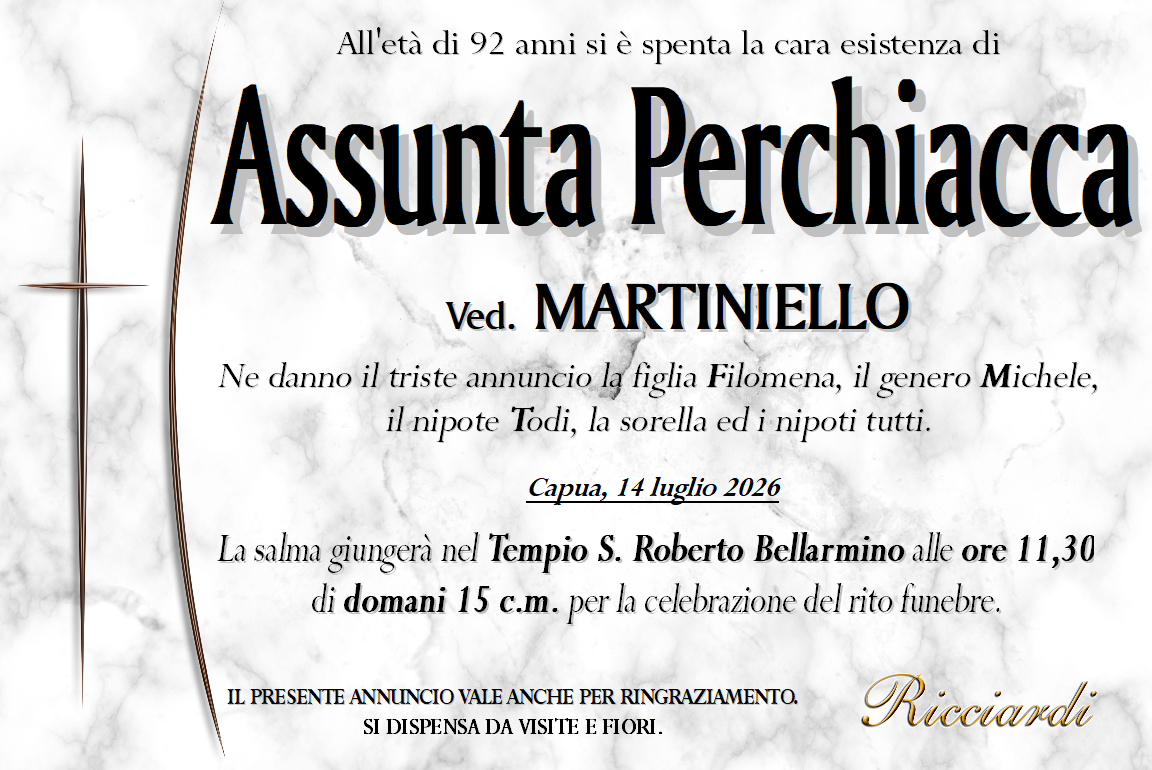 necrologio Assunta Perchiacca