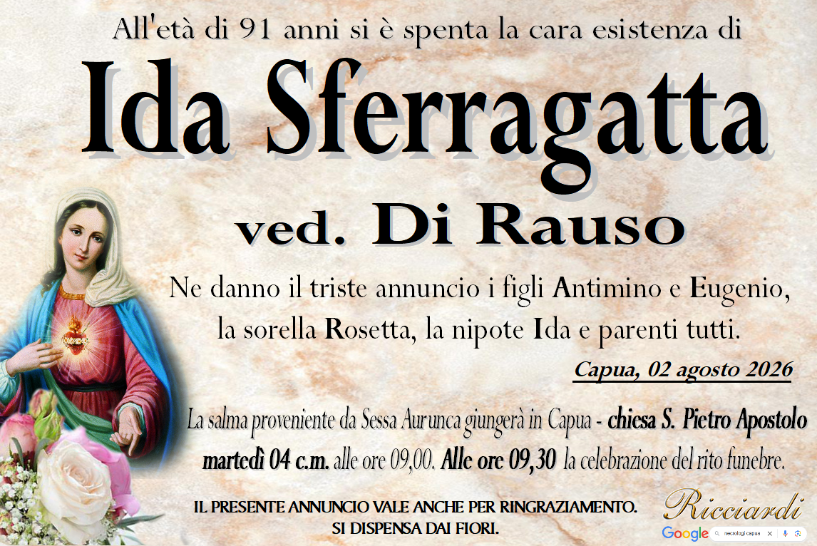necrologio Ida Sferragatta