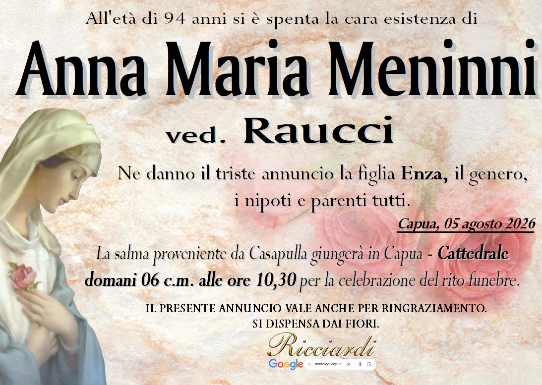 necrologio Anna Maria Meninni