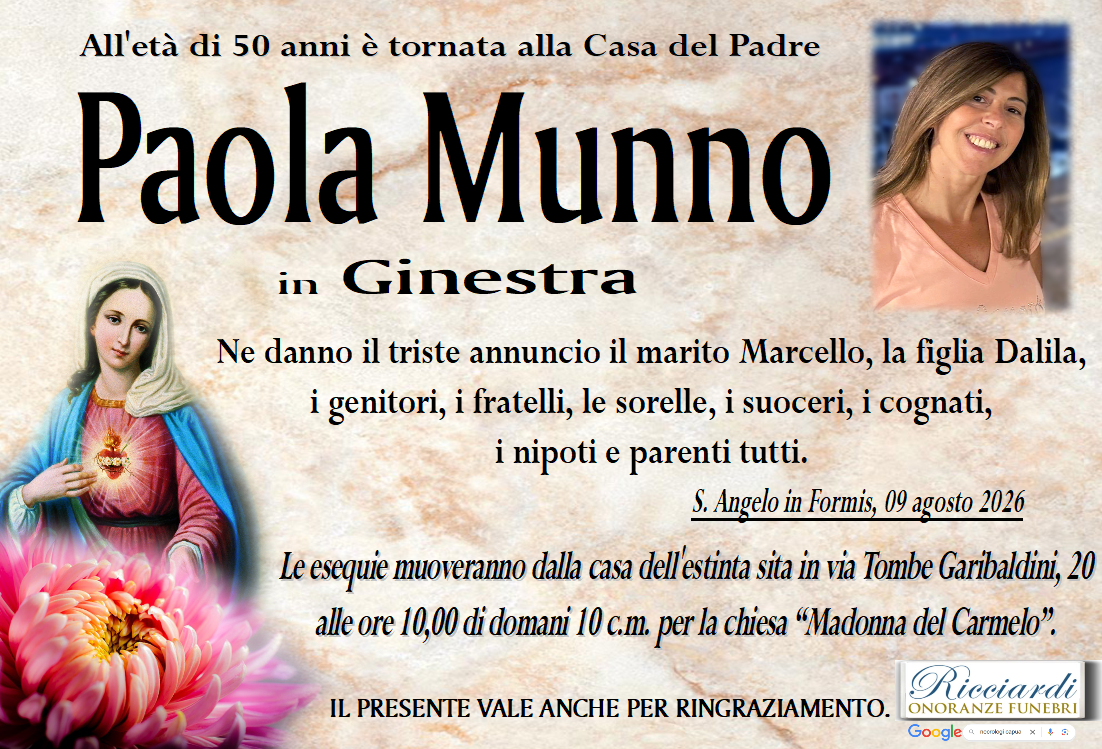 necrologio Paola Munno