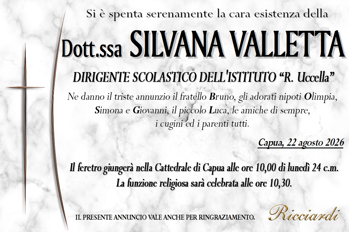 necrologio Dott.ssa SILVANA VALLETTA