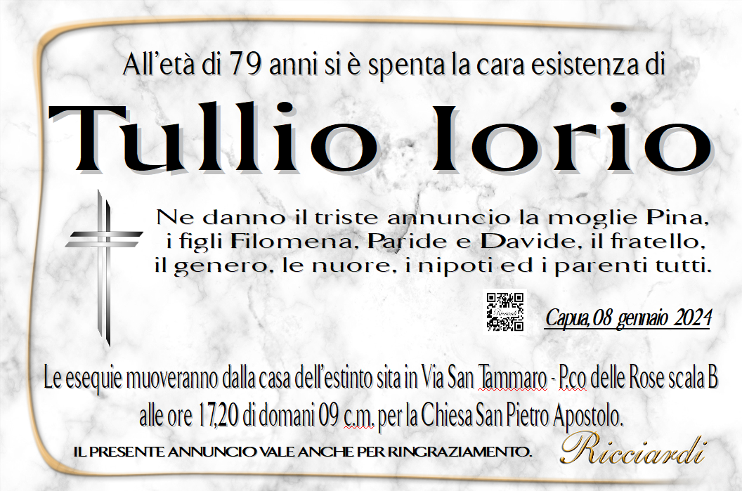 necrologio Tullio Iorio