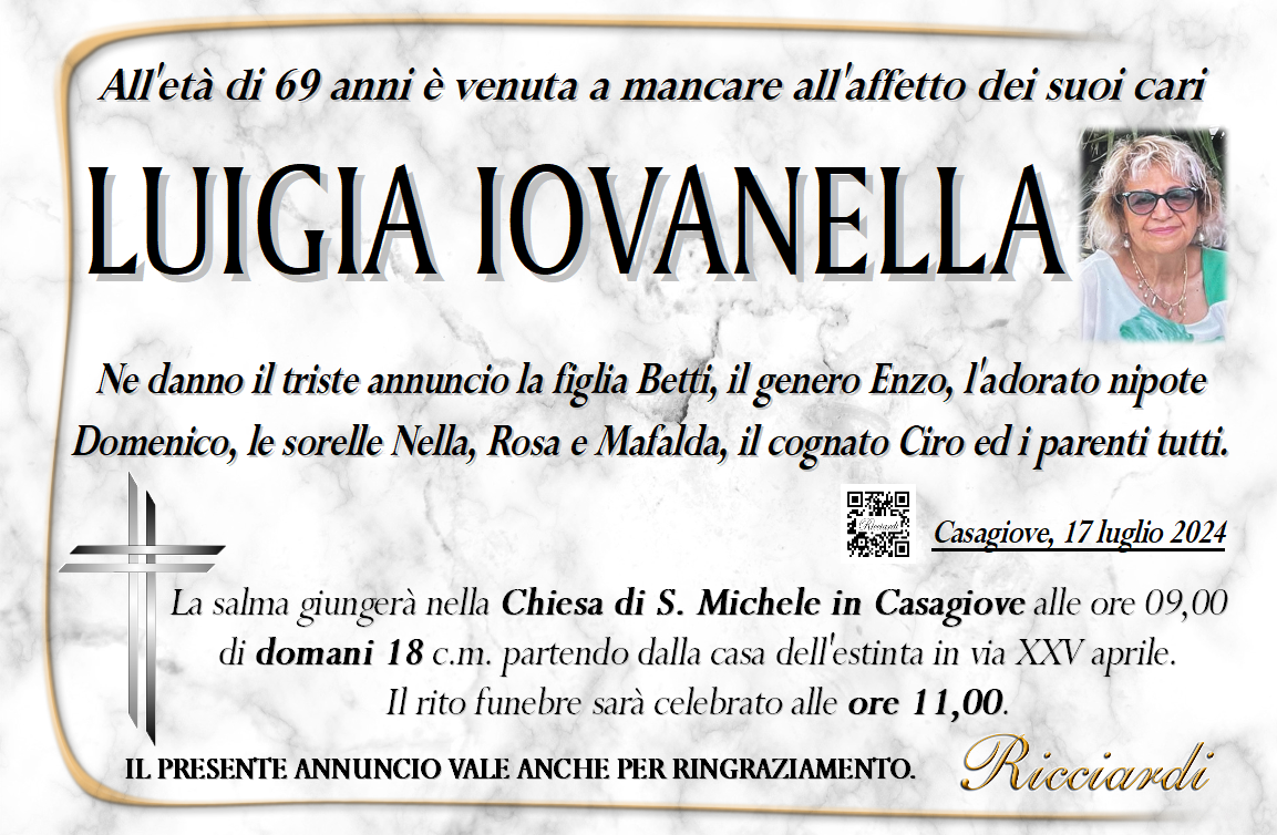 necrologio LUIGIA IOVANELLA