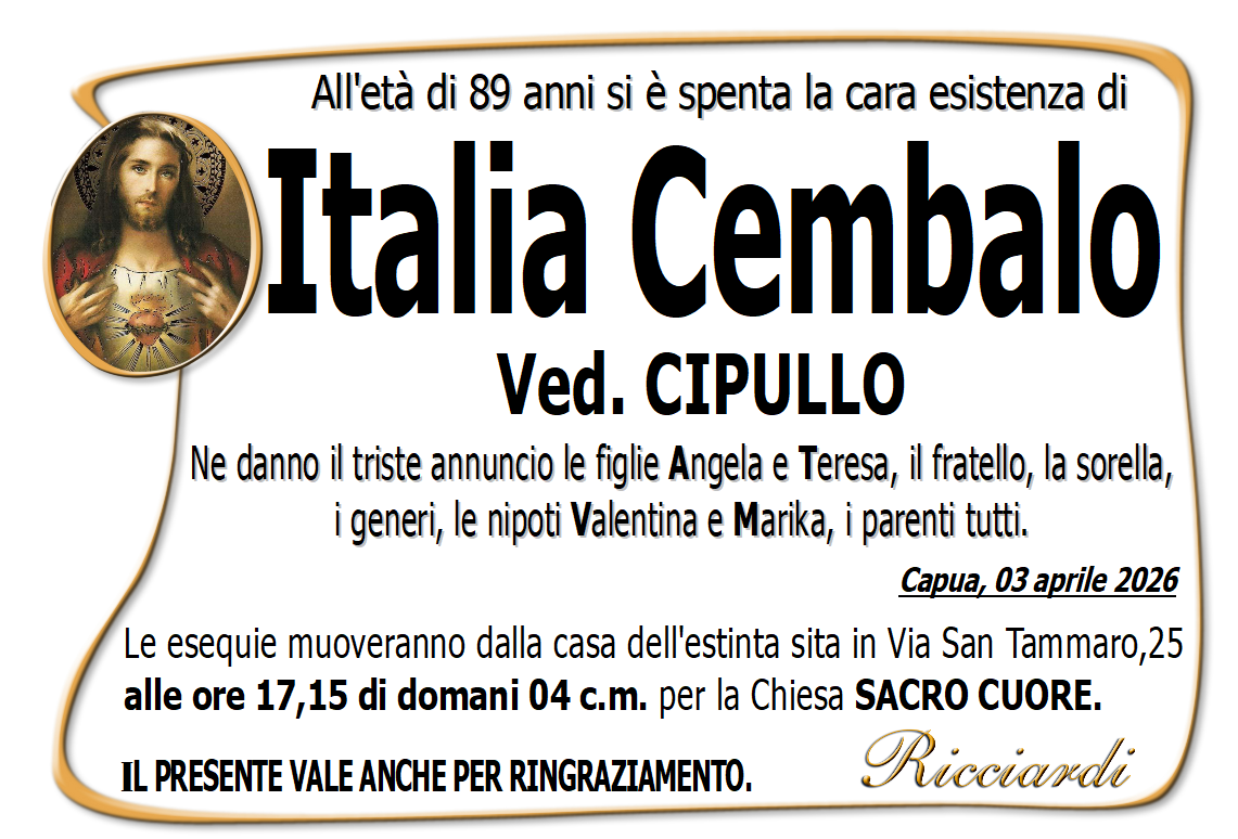necrologio Italia Cembalo