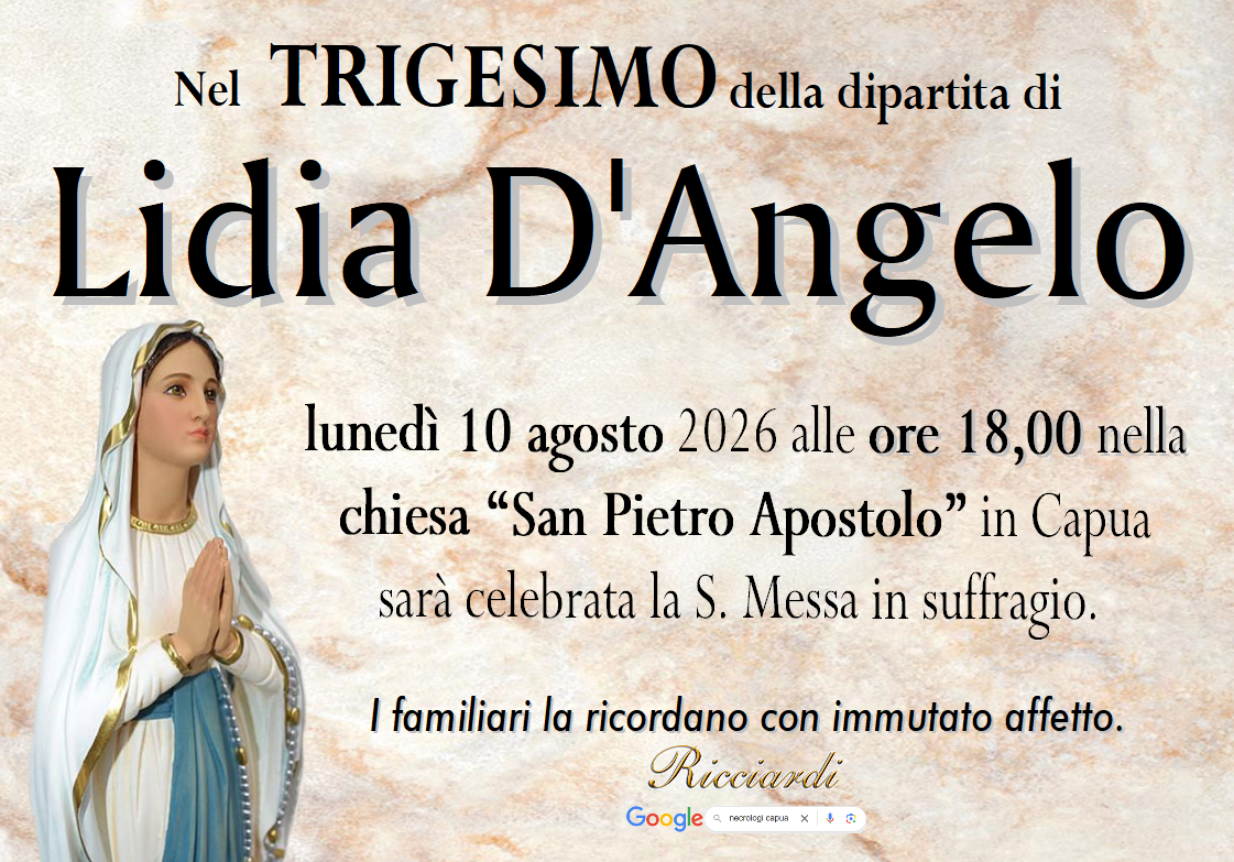 necrologio Lidia D'Angelo
