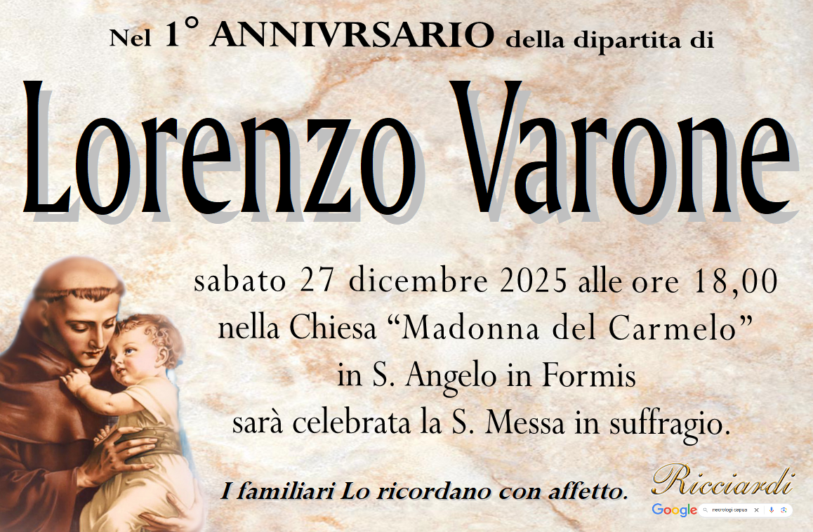 necrologio  Lorenzo Varone