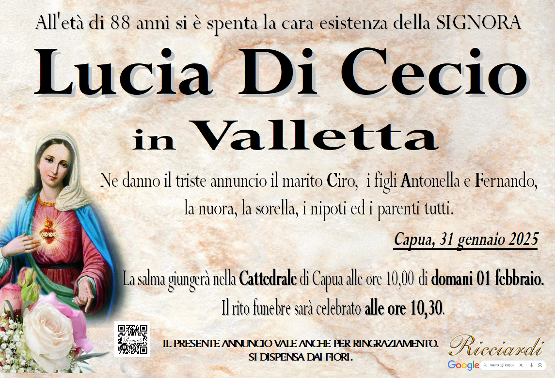 necrologio Lucia Di Cecio