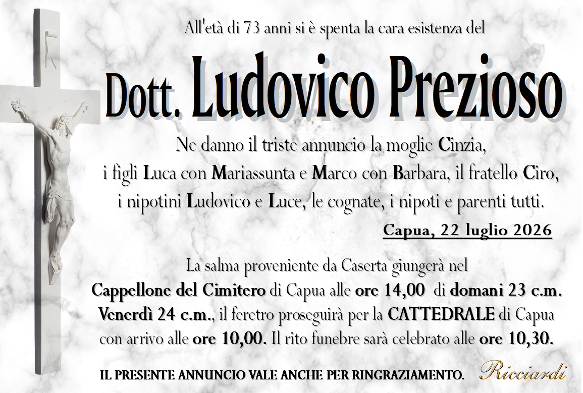 necrologio Dott. Ludovico Prezioso