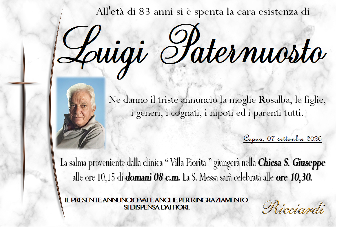 necrologio Luigi Paternuosto