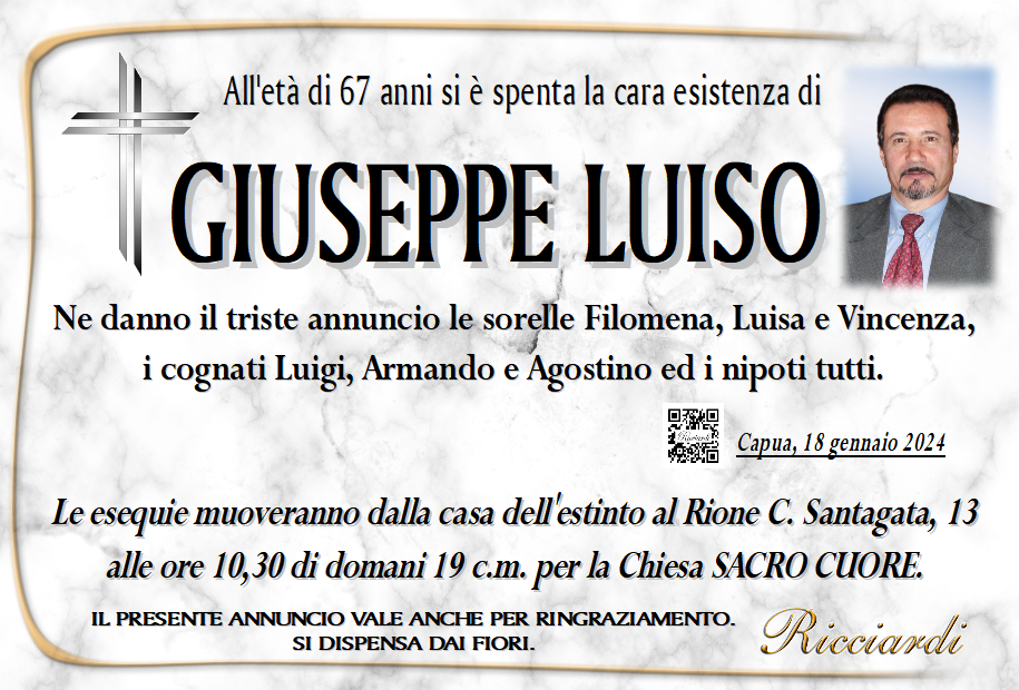 necrologio GIUSEPPE LUISO