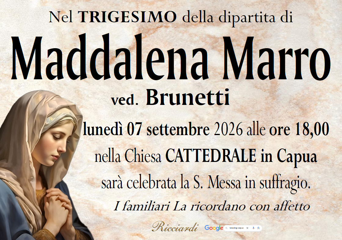 necrologio Maddalena Marro