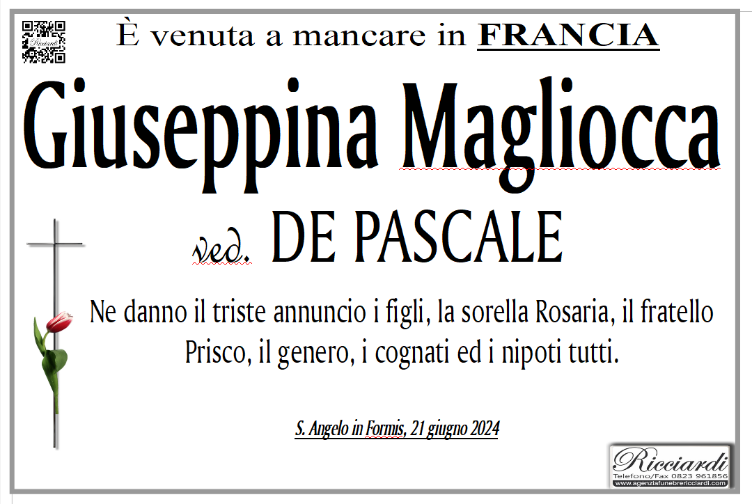 necrologio Giuseppina Magliocca