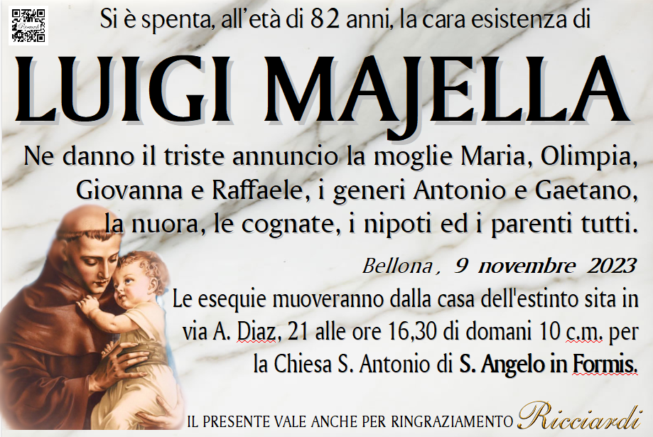 necrologio LUIGI MAJELLA