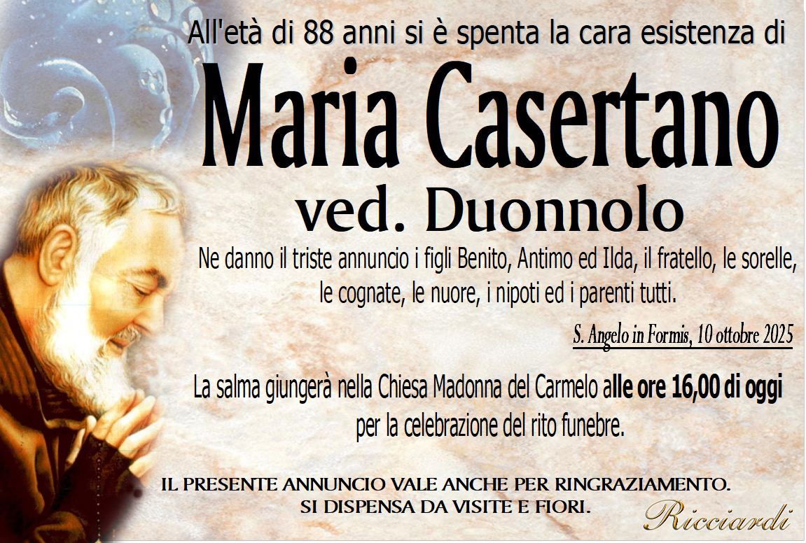 necrologio Maria Casertano