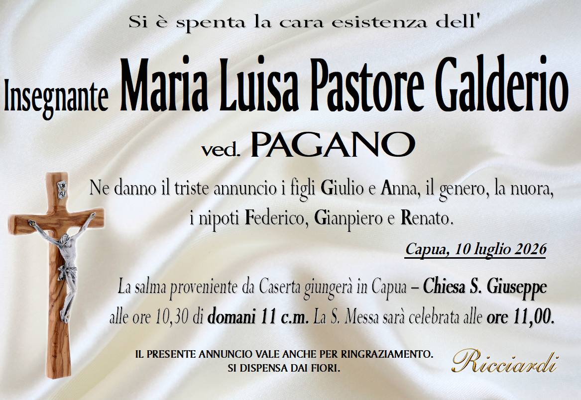 necrologio Insegnante Maria Luisa Pastore Galderio