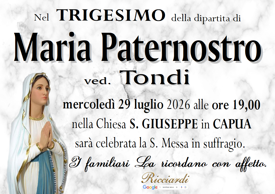 necrologio Maria Paternostro