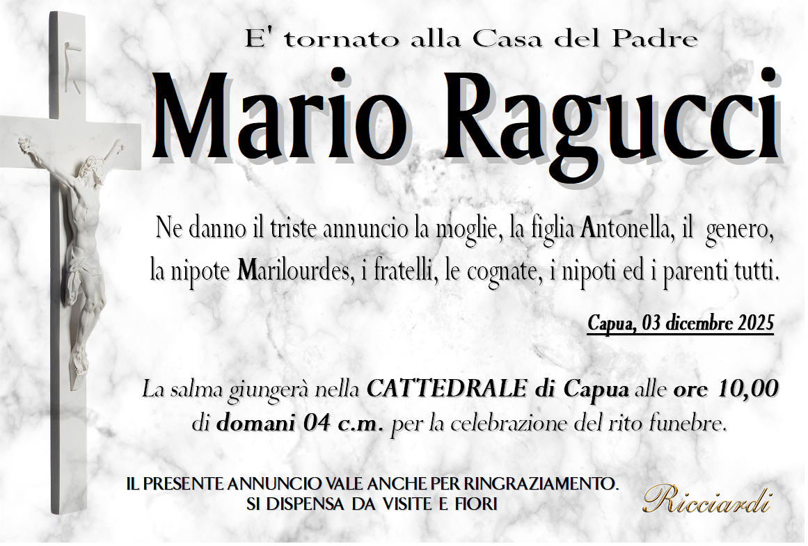necrologio Mario Ragucci