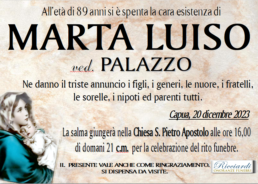 necrologio MARTA LUISO