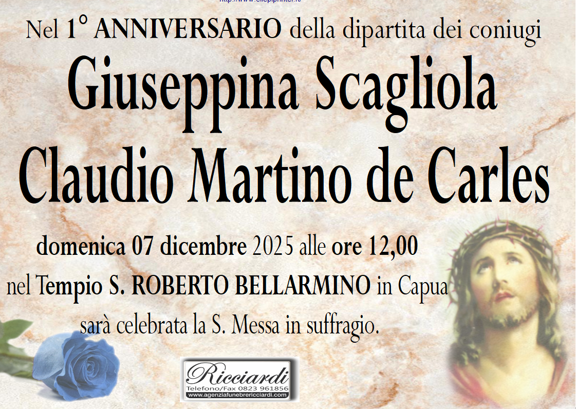 necrologio Giuseppina Scagliola -  Claudio Martino de Carles