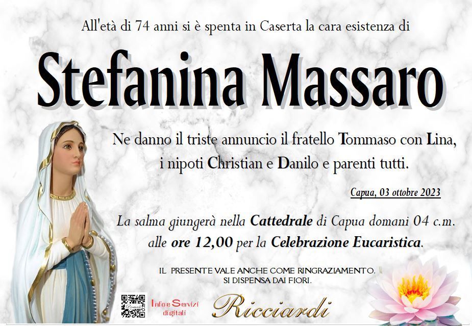 necrologio Stefanina Massaro