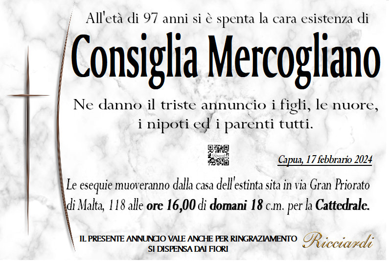 necrologio Consiglia Mercogliano