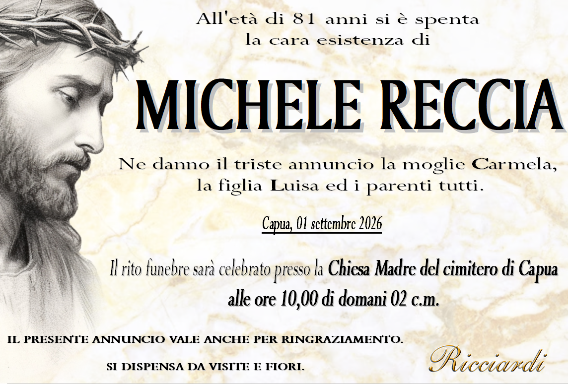necrologio MICHELE RECCIA