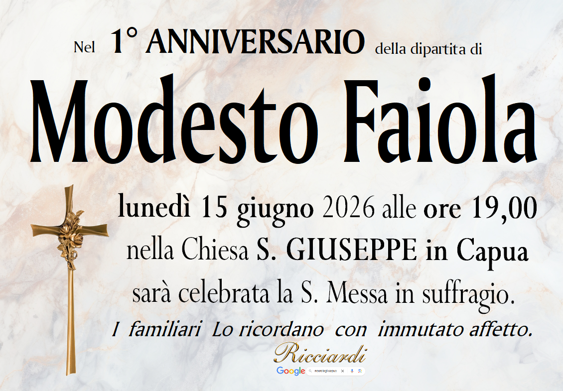 necrologio Modesto Faiola