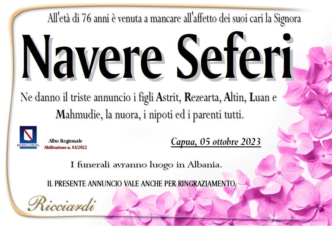 necrologio Navere Seferi