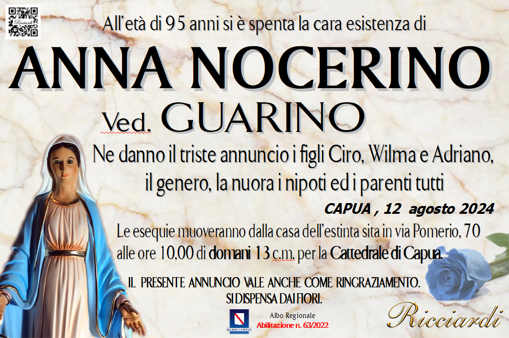 necrologio ANNA NOCERINO