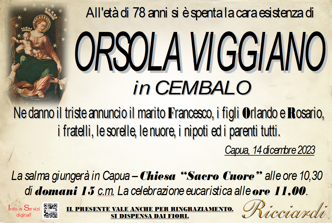 necrologio ORSOLA VIGGIANO