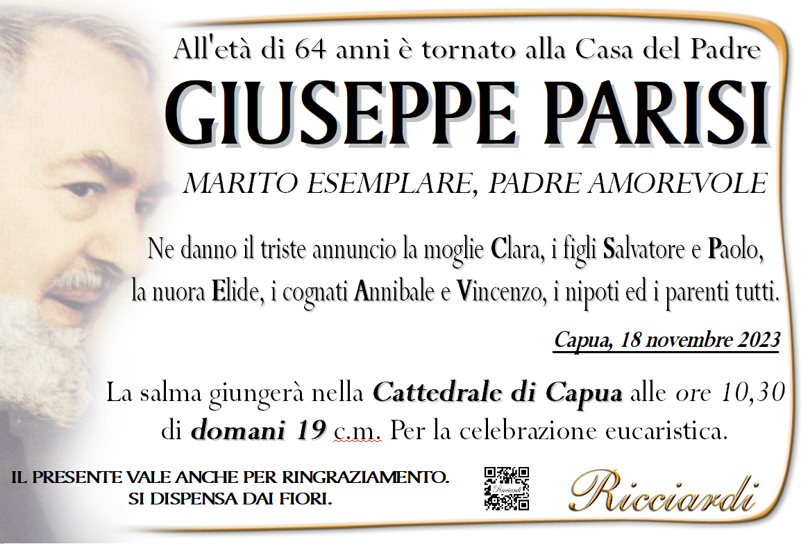 necrologio GIUSEPPE PARISI