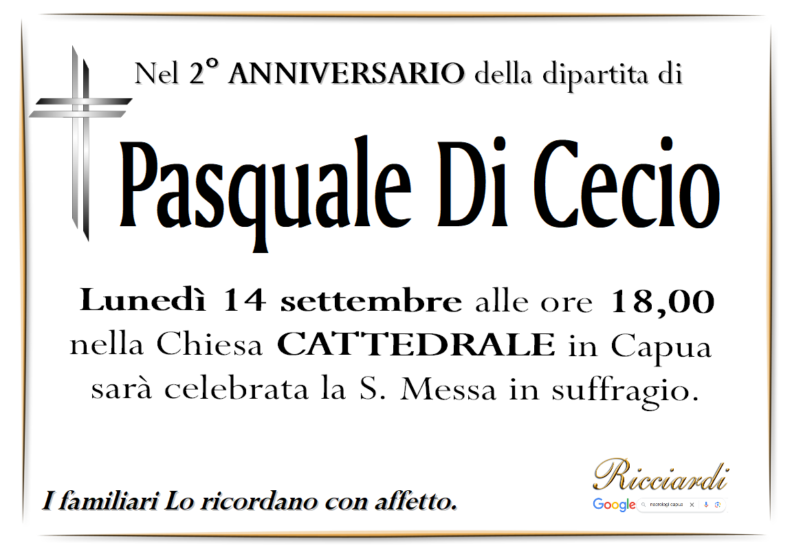 necrologio Pasquale Di Cecio