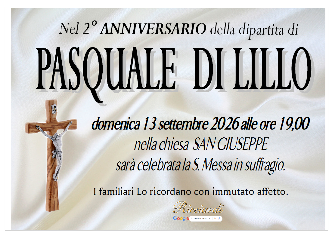 necrologio PASQUALE DI LILLO