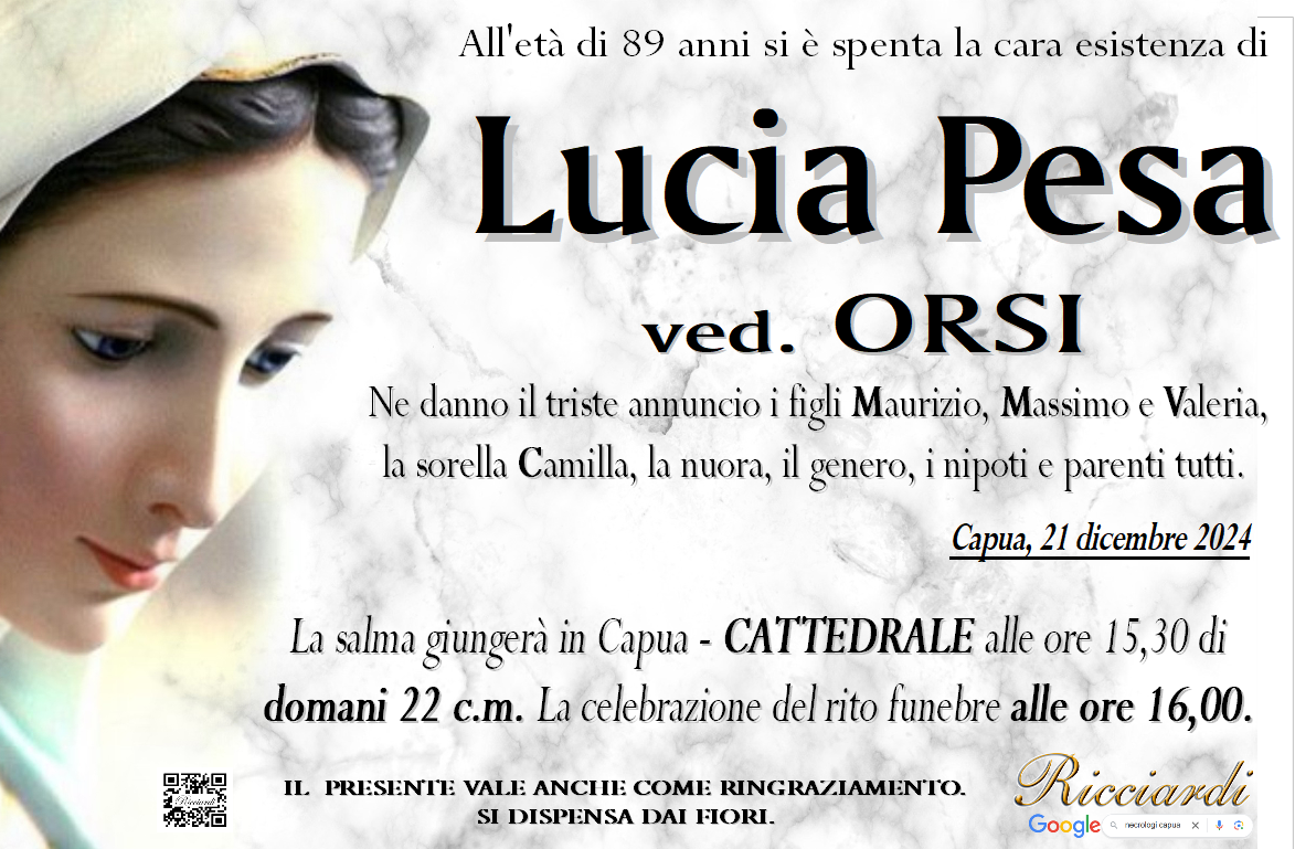 necrologio Lucia Pesa