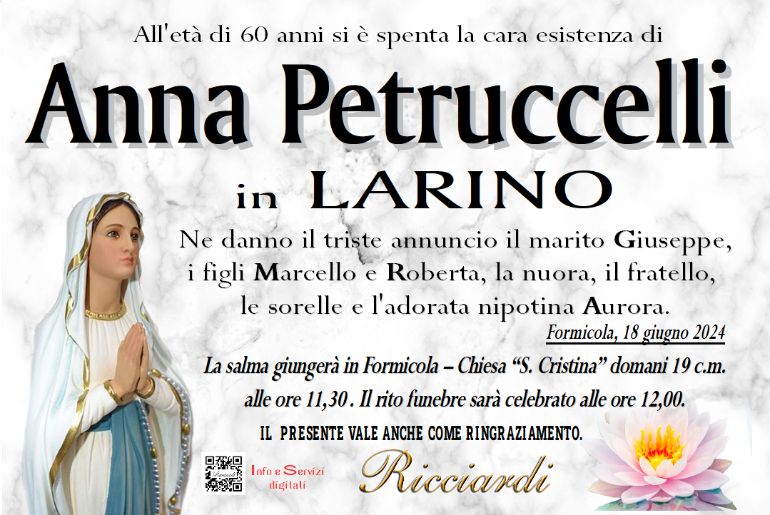 necrologio Anna Petruccelli