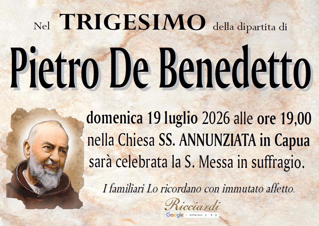 necrologio Pietro De Benedetto