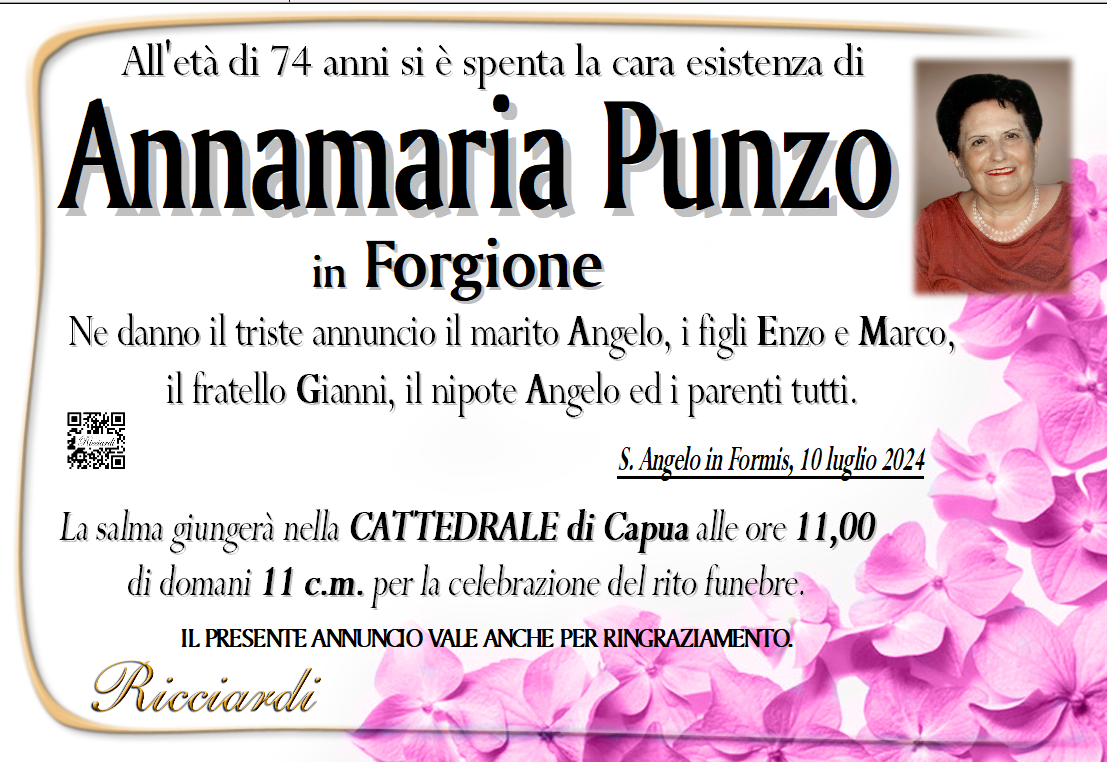 necrologio Annamaria Punzo