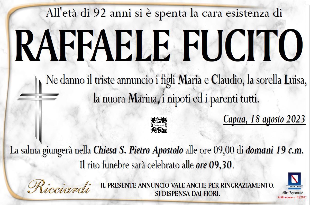 necrologio RAFFAELE FUCITO