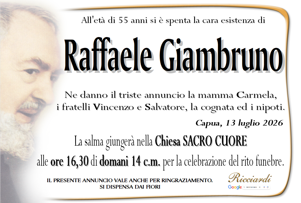 necrologio Raffaele Giambruno