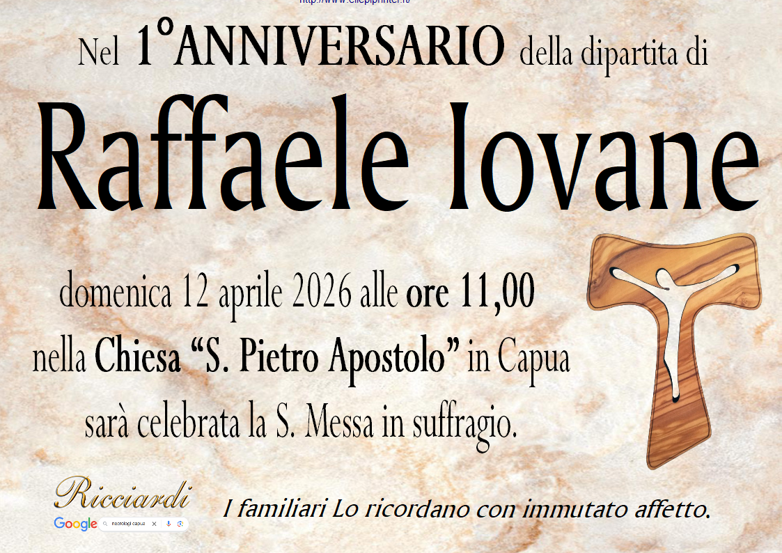necrologio Raffaele Iovane