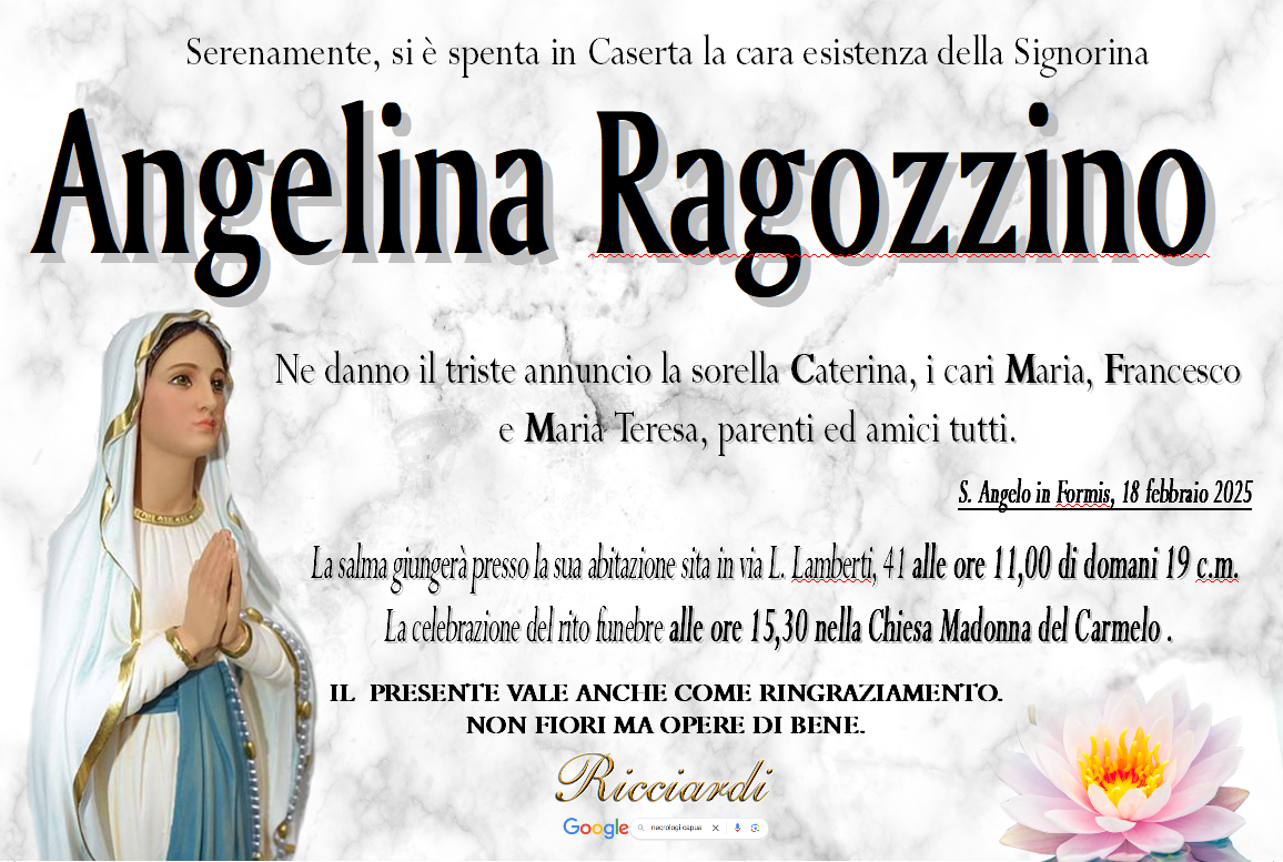 necrologio Angelina Ragozzino