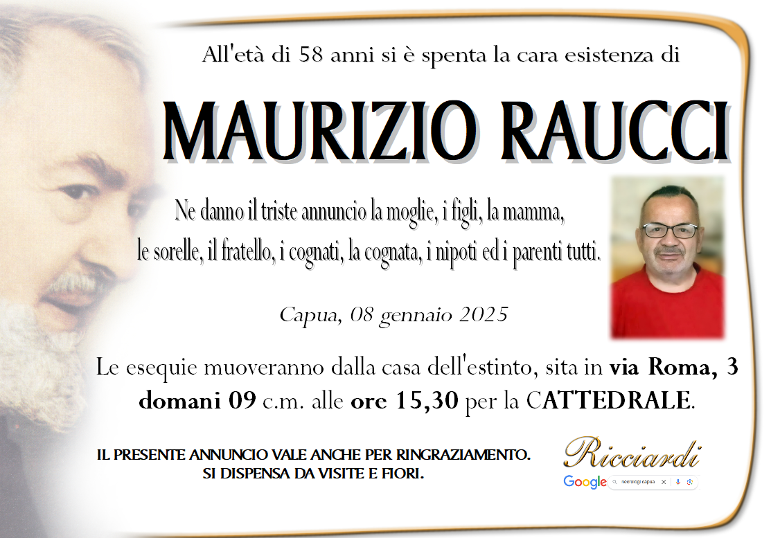 necrologio MAURIZIO RAUCCI