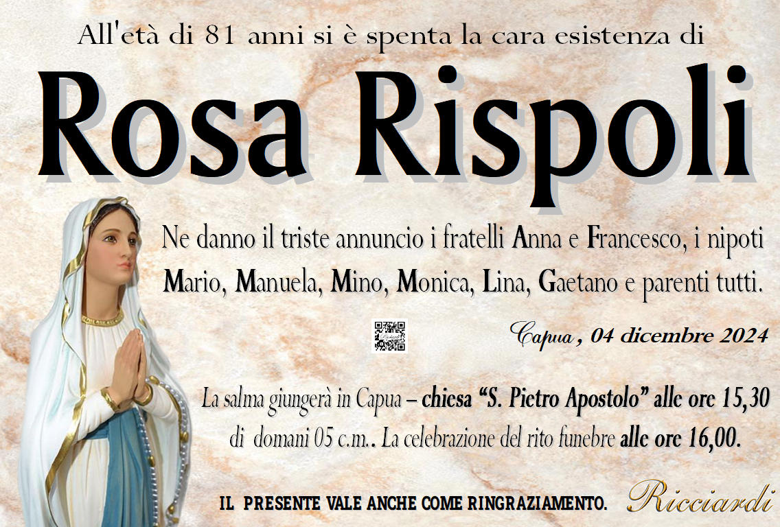 necrologio Rosa Rispoli