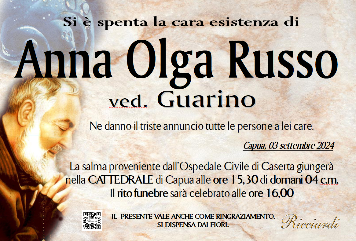 necrologio Anna Olga Russo