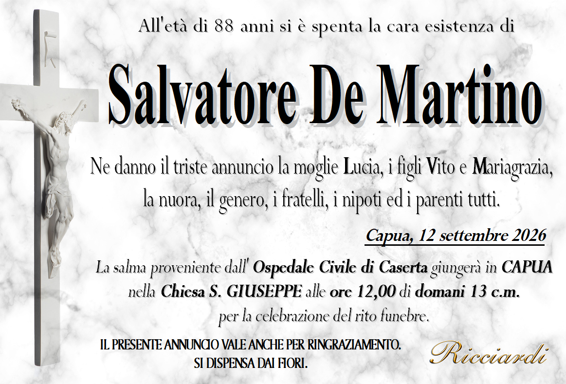 necrologio Salvatore De Martino