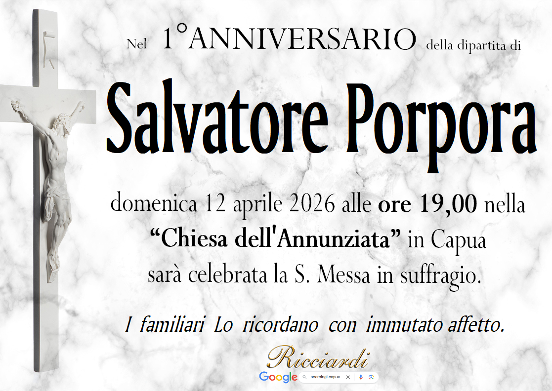 necrologio Salvatore Porpora